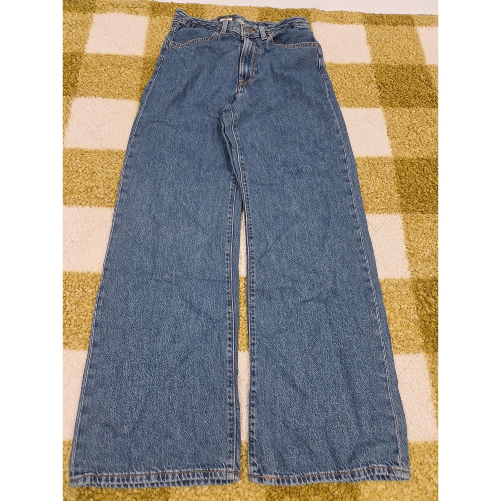 Levis Ribcage Wide Leg Braided Waist Jeans Medium Wash 28x32 001US0000 NEW